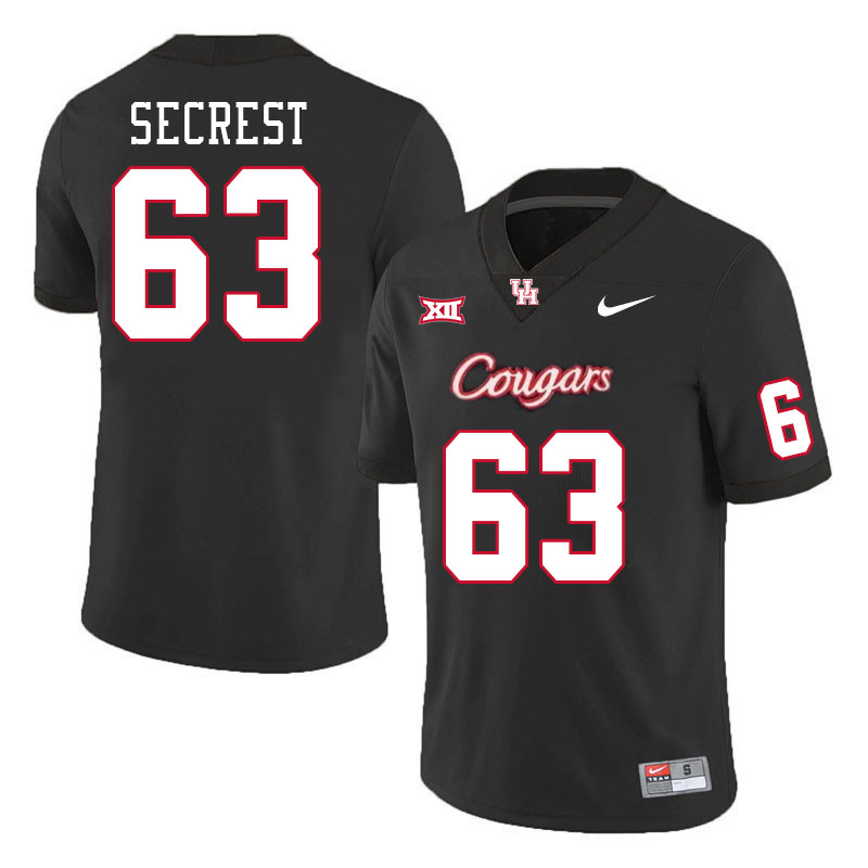 Men #63 Sam Secrest Houston Cougars College Football Jerseys Stitched-Black